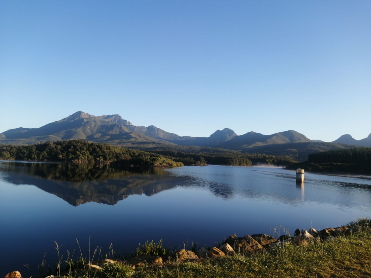Mountain lake reflection landscape